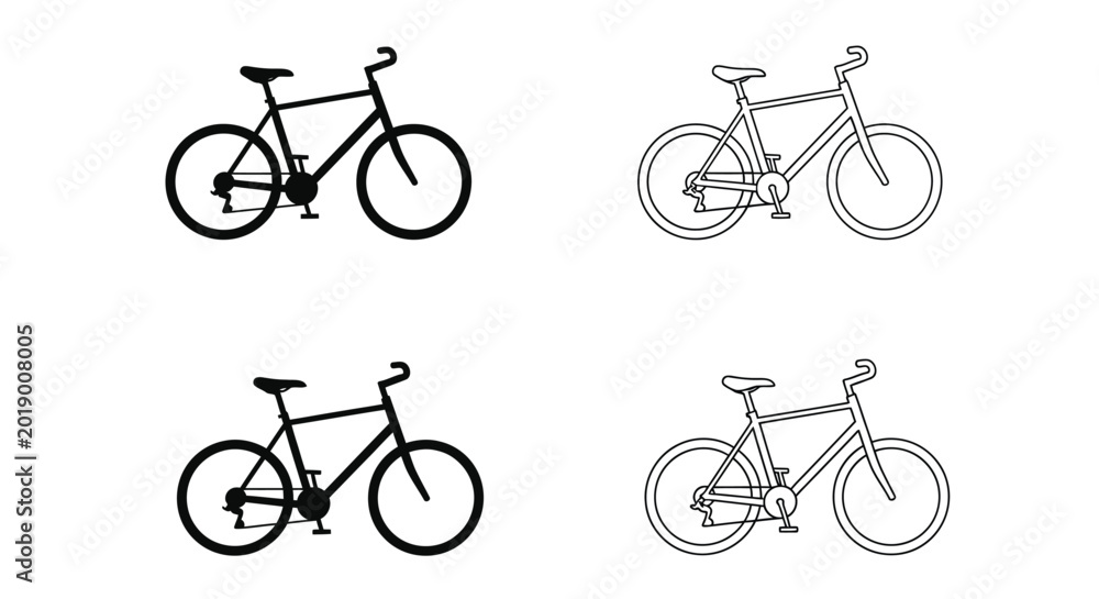 Obraz premium Bicycle silhouettes on white background silhouette high quality