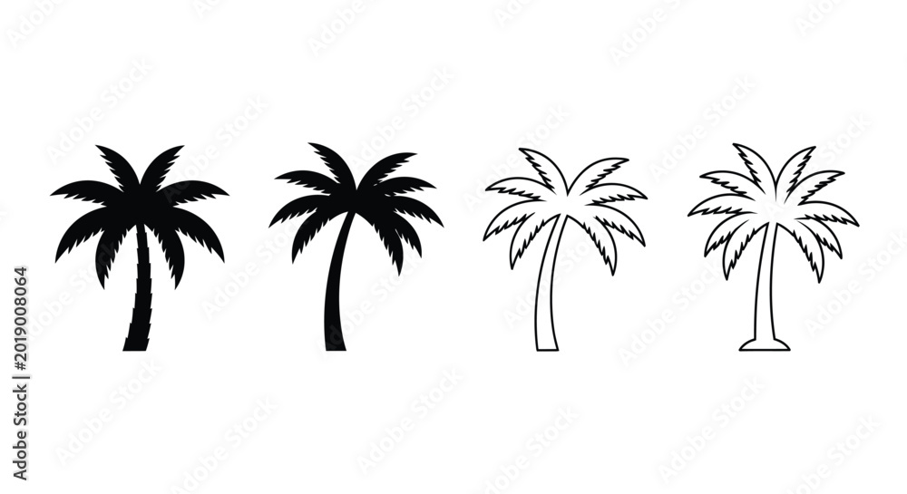 Fototapeta premium Palm tree silhouettes on a white background silhouette