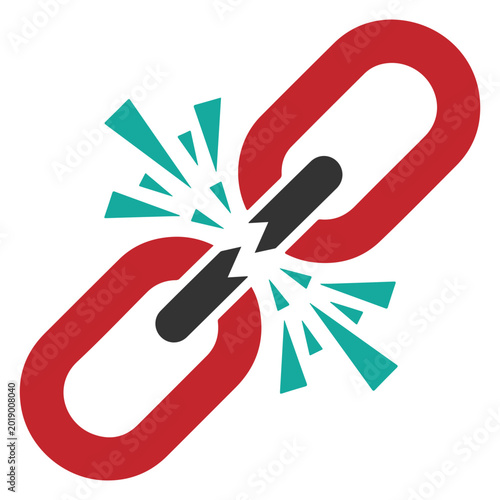 Photos Broken Chain Link Symbol Representing Disconnection and Failure.