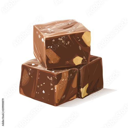 Tableau sur toile Fudge, 2D flat vector illustration in icon style, isolated on a white background