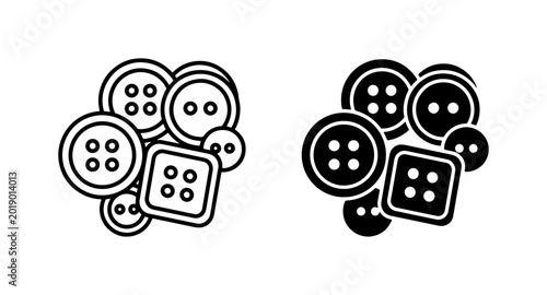 Cuadro en lienzo Set of 2 Black and White Sewing Buttons, Round and Square Fasteners, Craft Suppl
