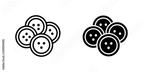 Konstfotografi Set of 4 Black and White Circular Sewing Buttons, Simple Craft Fastener Icons