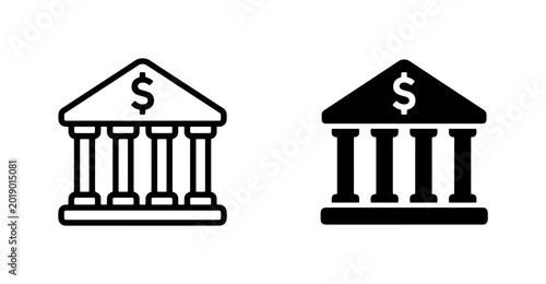 Tableau sur toile Bank Building Icons, Financial Institution Symbols, Money Exchange Vector Graphi