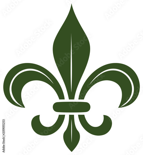 Classic Green Fleur de Lis Heraldic Royal Symbol Isolated Graphic