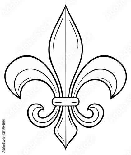 Classic Fleur de Lis line art illustration Elegant French heraldic symbol royal lily flower icon