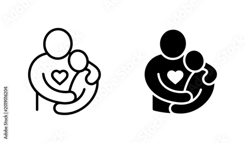 Foto Parent Holding Baby Icon, Family Love Symbol, Parental Care Silhouette, Motherho
