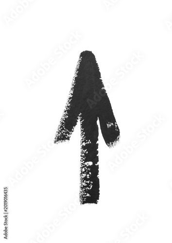 hand drawn watercolor arrow black on a white background