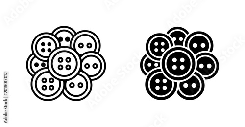 Cuadro en lienzo Simple Black and White Button Icons, Sewing Fastener Graphics, Craft Supply Vect