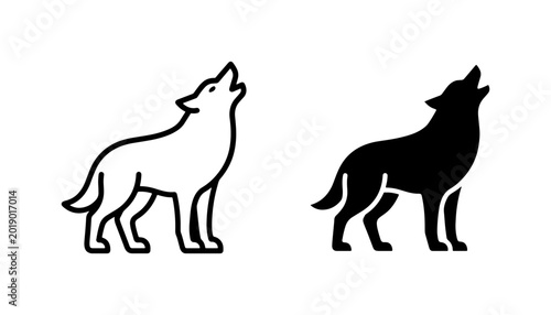 Bild auf Leinwand Howling Wolf Icons, Wild Animal Silhouette Vector Art, Nature Spirit Symbol, Can