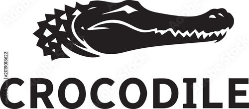Obraz na płótnie Fierce Black Crocodile Head Profile Logo With Bold Text