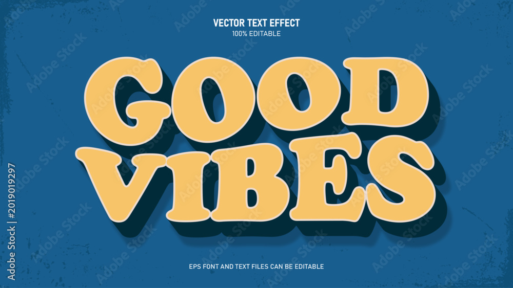 Naklejka premium Good vibes retro vintage 3D editable text effect