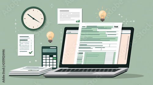 Efficient Tax Preparation and Accounting: Digital Documentation and Online Filing in a Modern Workspace