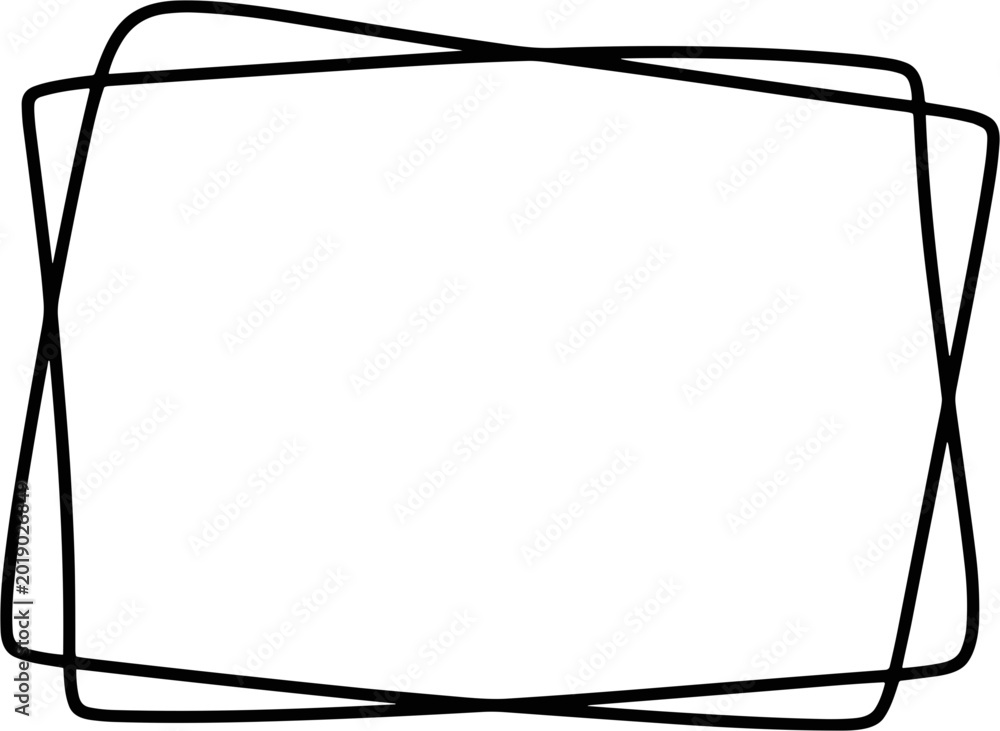 Fototapeta premium Abstract Black Outline Rectangular Frame on White Background, Minimalist Design Element