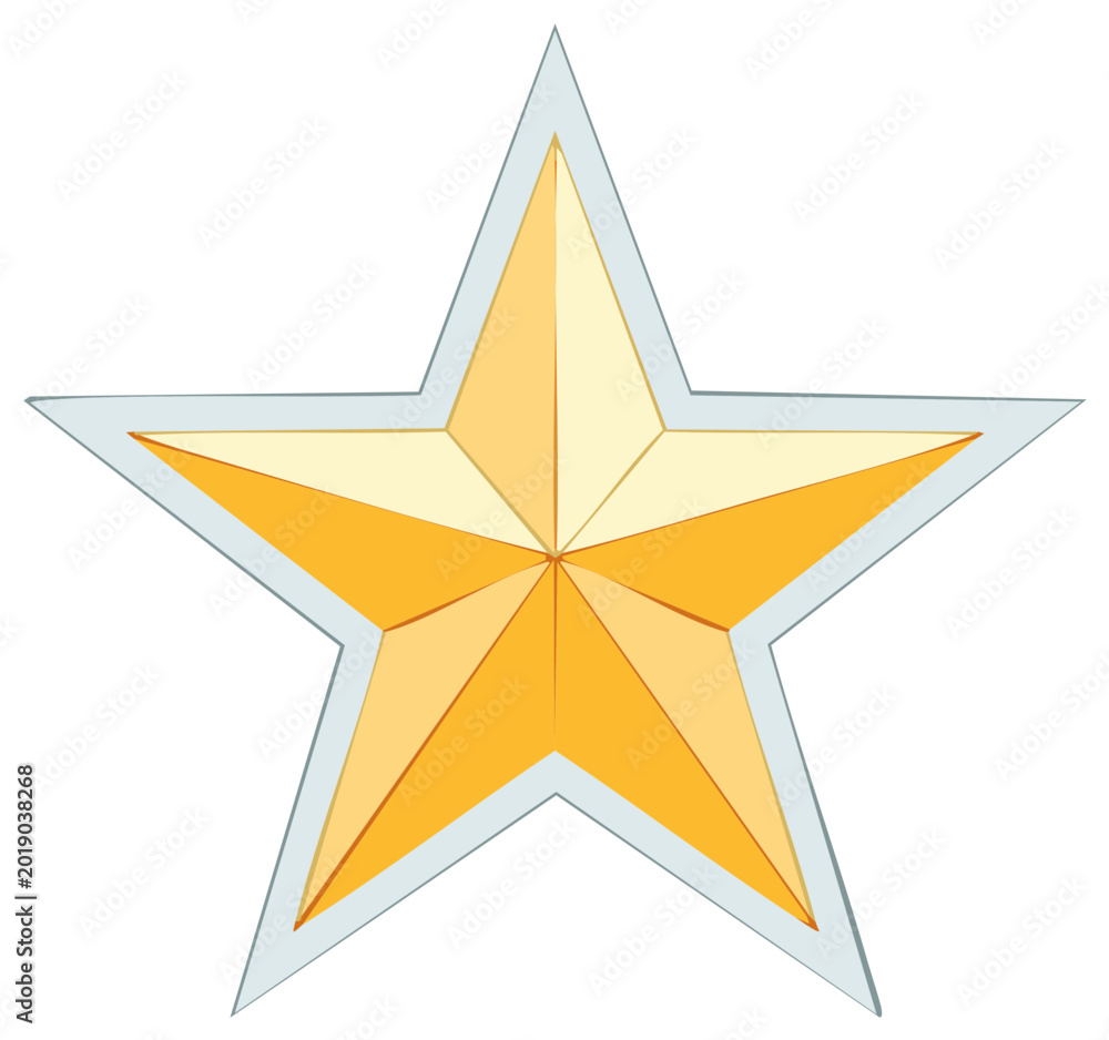 Obraz premium Vibrant Gold Star with Distinctive Angular Segments, Outlined in Silver