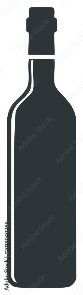 Fototapeta premium Elegant Silhouette: A Graphic Style Wine Bottle Icon for Beverage Marketing