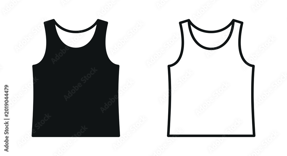 Naklejka premium tank top silhouette in black and white isolated on white background silhouette