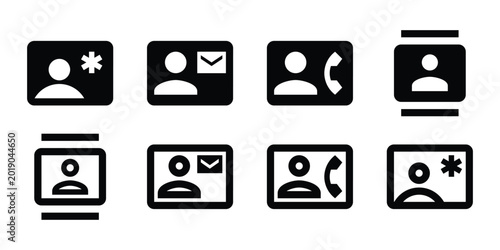 Flat design contact icons depicting facial expressions and emotions on digital screens