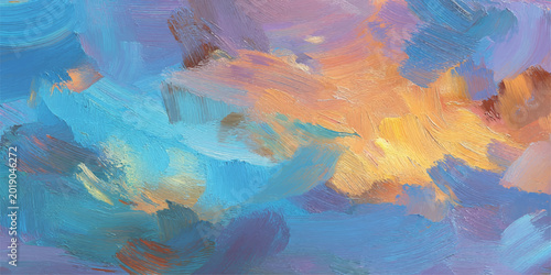 Obraz na płótnie A vibrant and expressive abstract painting with a captivating blend of colors evokes feelings of freedom, and dynamism