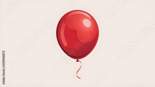 Single glossy red balloon floating against a plain bright backdrop