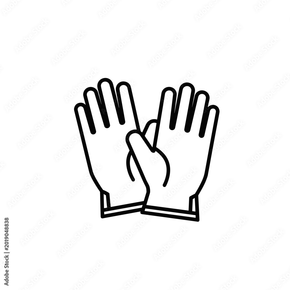 Fototapeta premium Pair of rubber gloves in illustration style on white background 