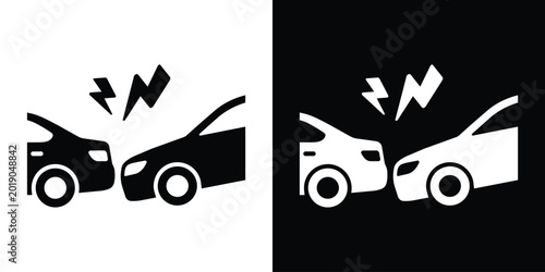 Foto Rear-end collision icon showing two cars crashing
