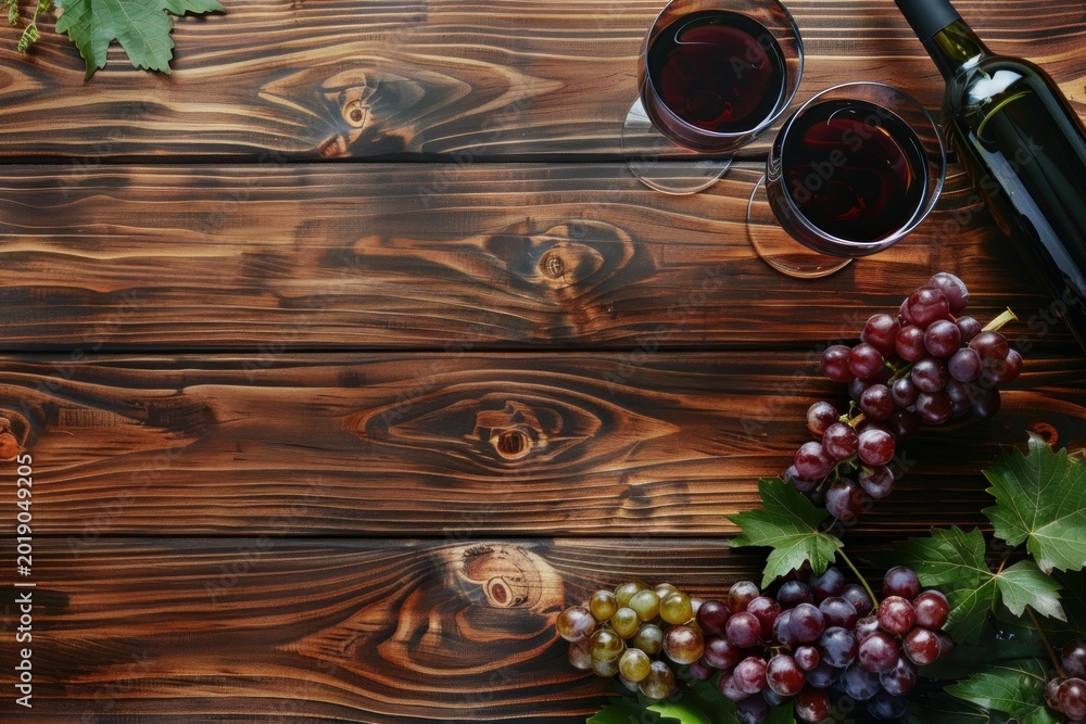 Obraz premium Elegant wine tasting setup with grapes displayed