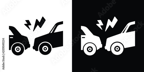 Cuadro en lienzo Rear-end collision icon showing two cars crashing