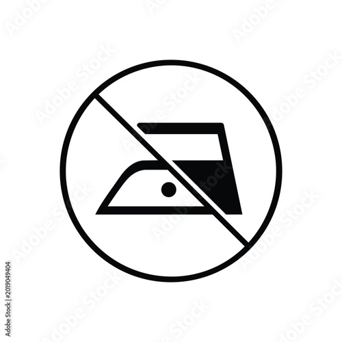 Do not iron icon with do not iron laundry care symbol for garment label black and white vector