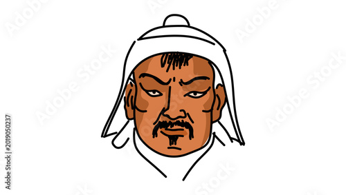 Foto Genghis Khan portrait, color vector illustration