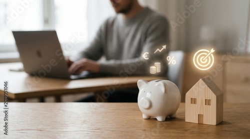 Saving for Home and Financial Growth Concept with Piggy Bank