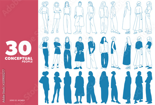 Φωτογραφία Dibujos conceptuales escalas humanas mujeres
