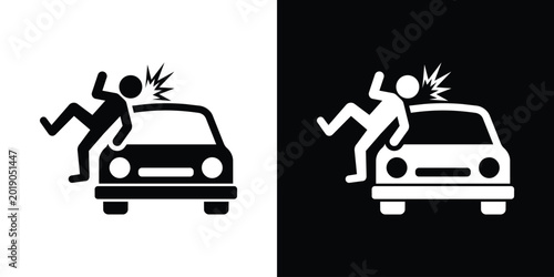 Photos Car accident icon showing a pedestrian hit by a vehicle