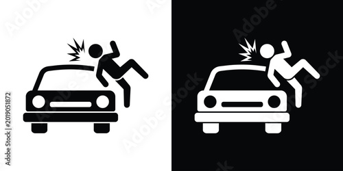 Obraz na plátně Car accident icon showing a pedestrian hit by a vehicle