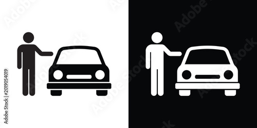 Quadro su tela Silhouette of a person standing next to a car