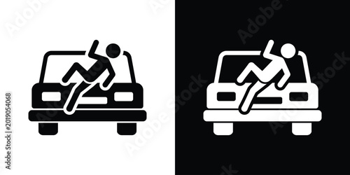 Photos Car accident icon showing a pedestrian hit by a vehicle