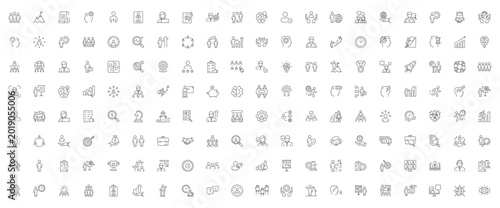 Business People set of web icons in line style. Editable line. Team, business people, human resources, collaboration, research, meeting, partnership, support, businessman. Linear style. Vector