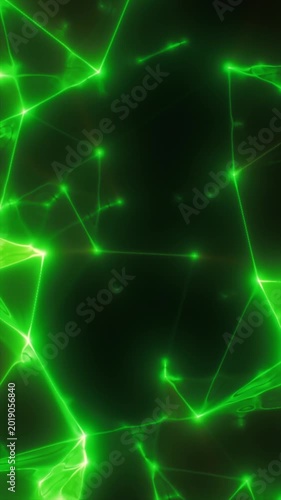 Glowing green network lines and nodes on a dark background, suggesting digital communication, data flow, and futuristic systems.