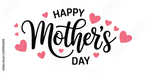 Konstfotografi Mother's Day Greeting: Celebrating motherhood with lovely cursive script and heart motifs