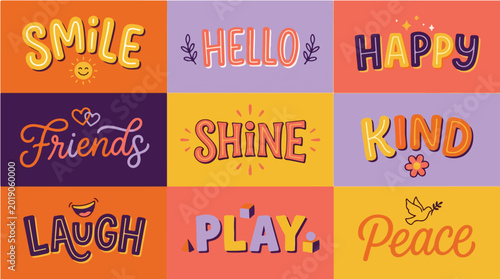 Vibrant Best Friends Day poster with colorful motivational words and phrases
