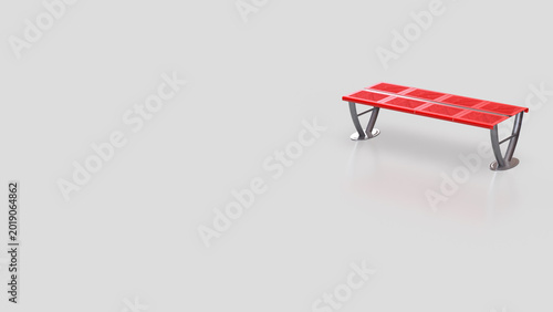 Modern Red Bench With Copy Space 3d render.