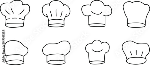 Set of Chef Hats Icons - Editable Line Art for Cooking and Restaurant