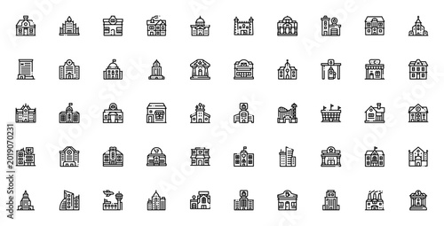 Cuadro en lienzo Urban building icon set