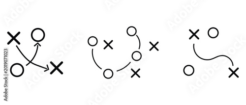 sports strategy diagrams icon, game and sports Strategy and planning diagrams linear icon set.
