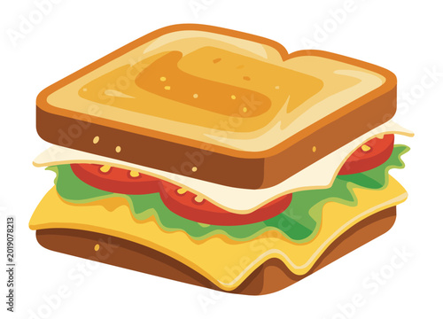 Fotografie Toast Bread Sandwich Icon: Crispy grilled sandwich with creamy filling illustration