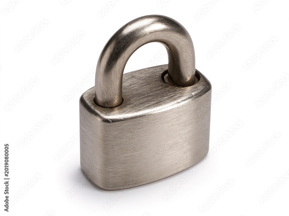 Naklejka premium Silver Padlock with Curved Shackle