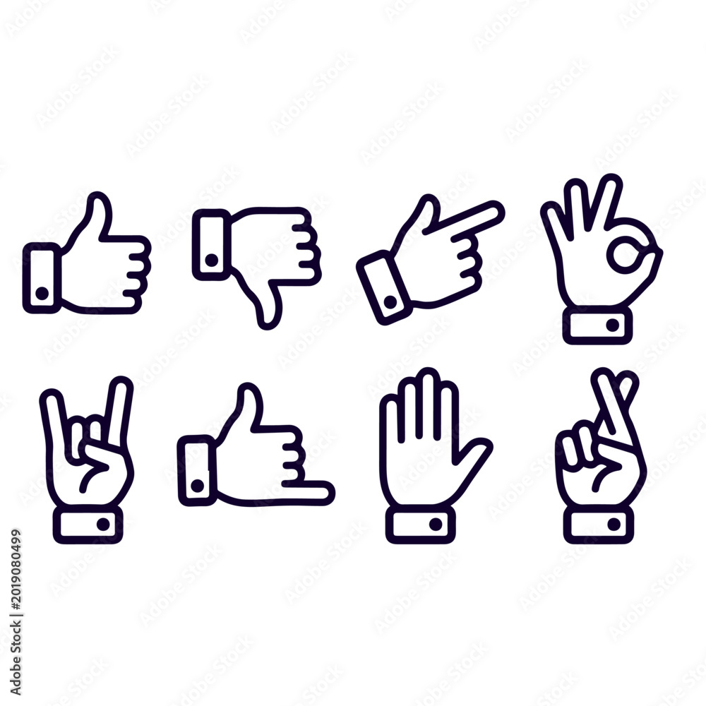 Obraz premium Hand Counting Icons Black and white set outline vector design 
