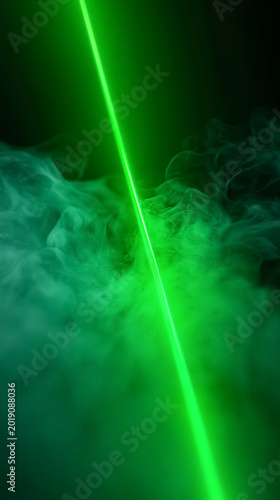 Vibrant mardi gras theme with green laser and smoke effects for musical performance and party décor