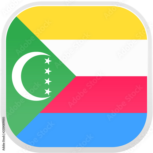 Tableau sur toile Comoros Flag Icon - Flat Design - Smooth Rounded Square