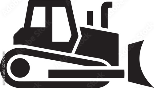 Photos Bulldozer icon Flat Vector illustration