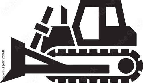 Tableau sur toile Bulldozer icon Flat Vector illustration